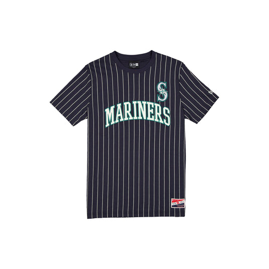 Seattle Mariners Throwback Pinstripe Wordmark T-Shirt - New Era Cap