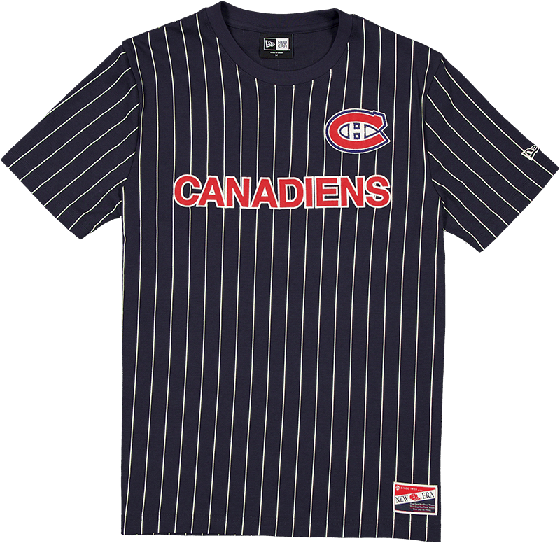 Montreal Canadiens Throwback Pinstripe Wordmark T-Shirt