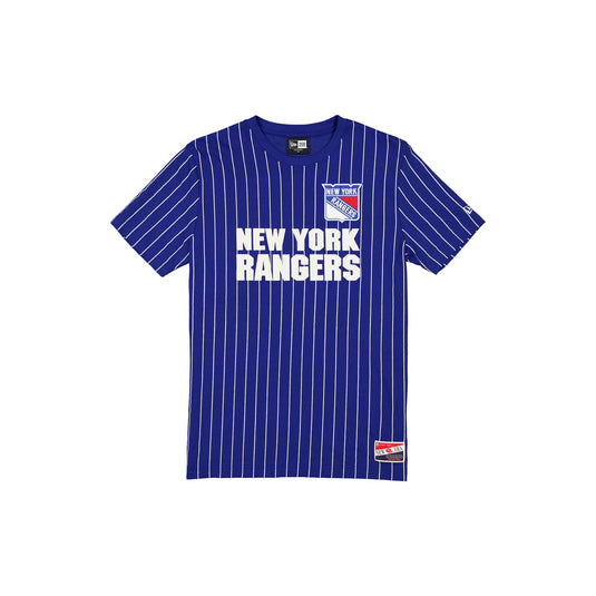 New York Rangers Throwback Pinstripe Wordmark T-Shirt - New Era Cap