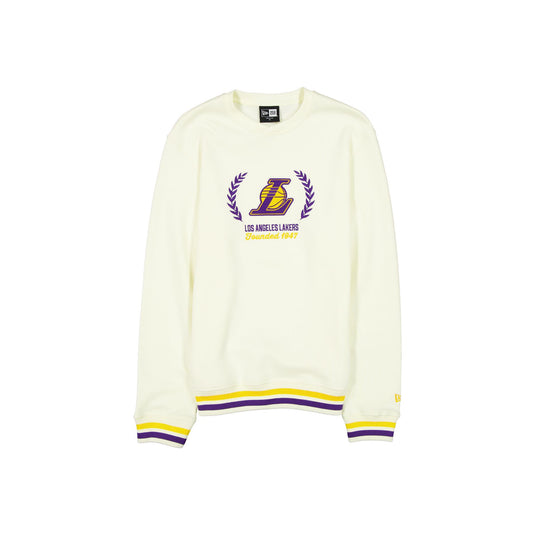Los Angeles Lakers Throwback Chrome White Crewneck - New Era Cap