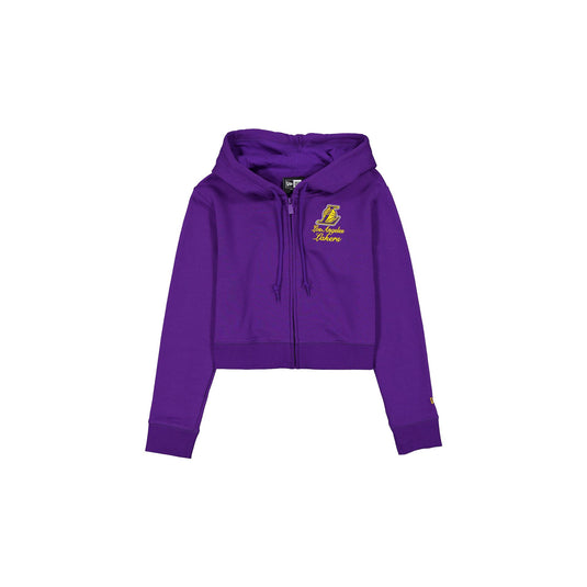 Los Angeles Lakers Game Day Cropped Women's Zipper Hoodie - New Era Cap