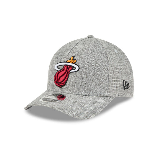 Miami Heat Cotton Weave Gray 9FORTY M-Crown A-Frame Snapback Hat - New Era Cap