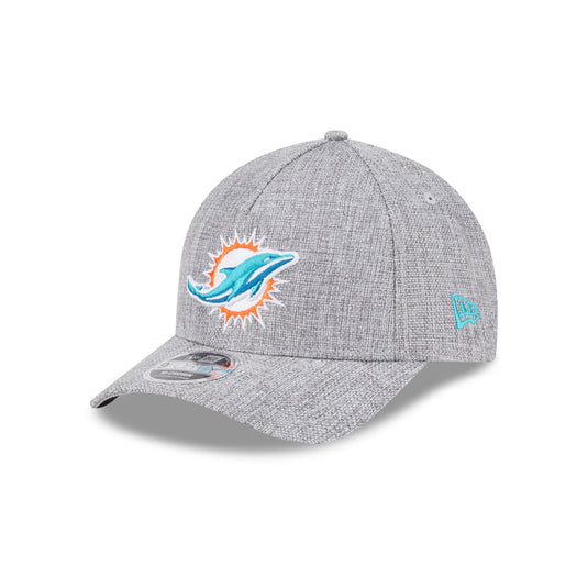 Miami Dolphins Cotton Weave Gray 9FORTY M-Crown A-Frame Snapback Hat - New Era Cap