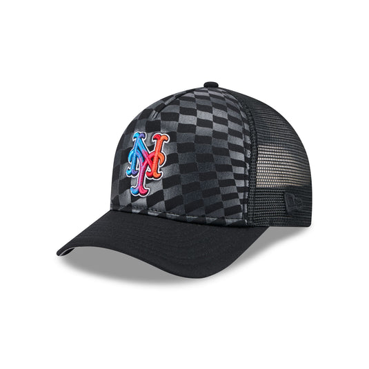 New York Mets Gradient Raceway 9FORTY M-Crown A-Frame Trucker Hat - New Era Cap
