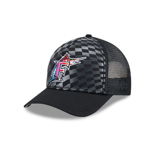 Miami Marlins Gradient Raceway 9FORTY M-Crown A-Frame Trucker Hat - New Era Cap