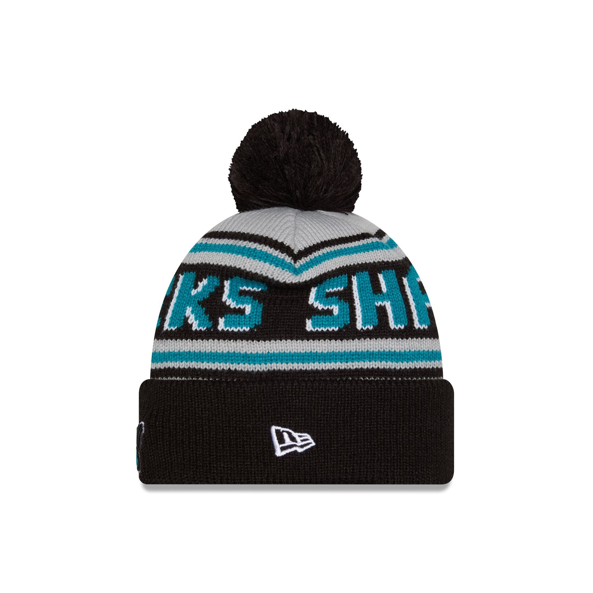 San Jose Sharks Stripe Wordmark Pom Knit Hat