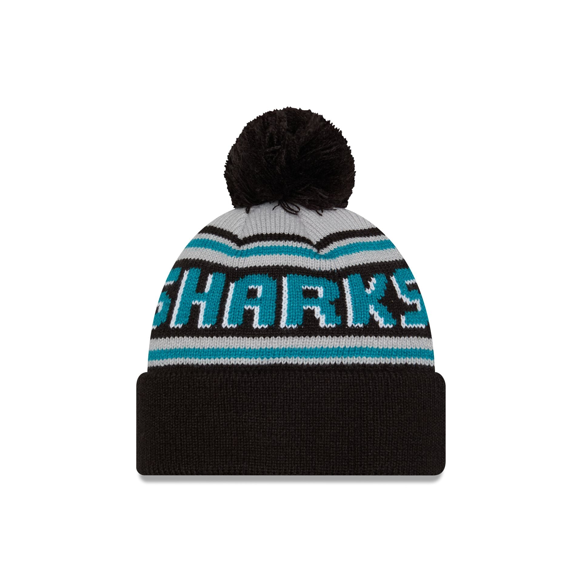 San Jose Sharks Stripe Wordmark Pom Knit Hat