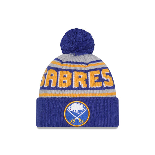 Buffalo Sabres Stripe Wordmark Pom Knit Hat