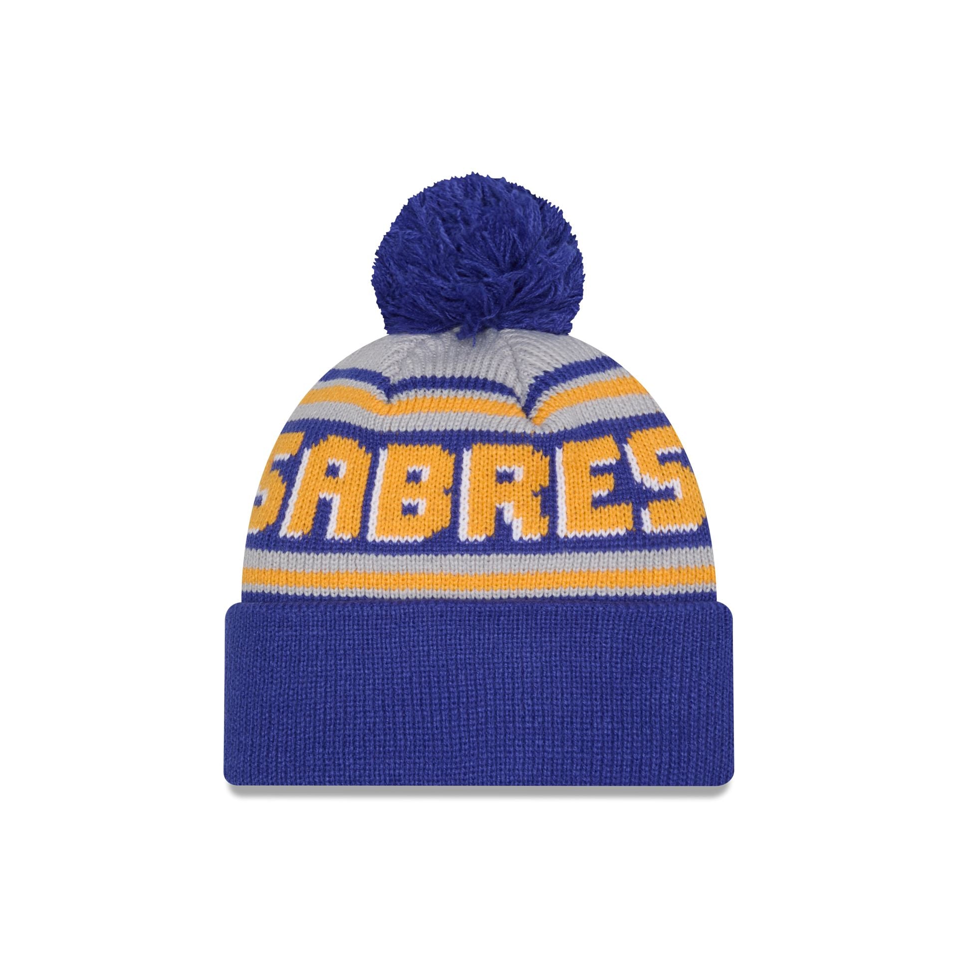 Buffalo Sabres Stripe Wordmark Pom Knit Hat
