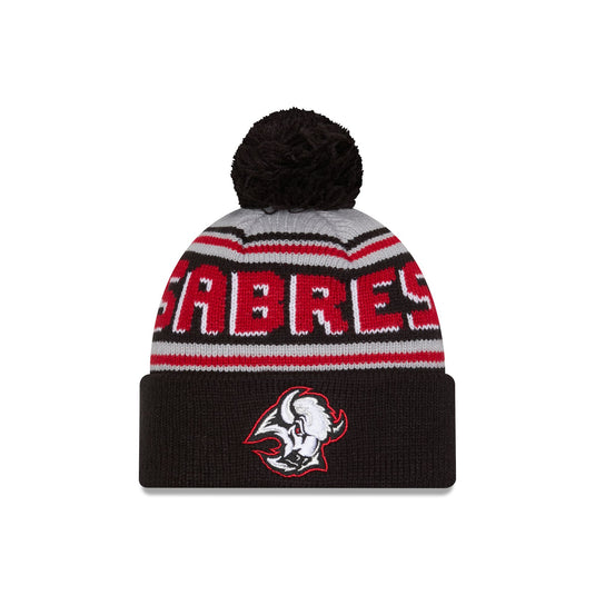 Buffalo Sabres Stripe Wordmark Pom Knit Hat