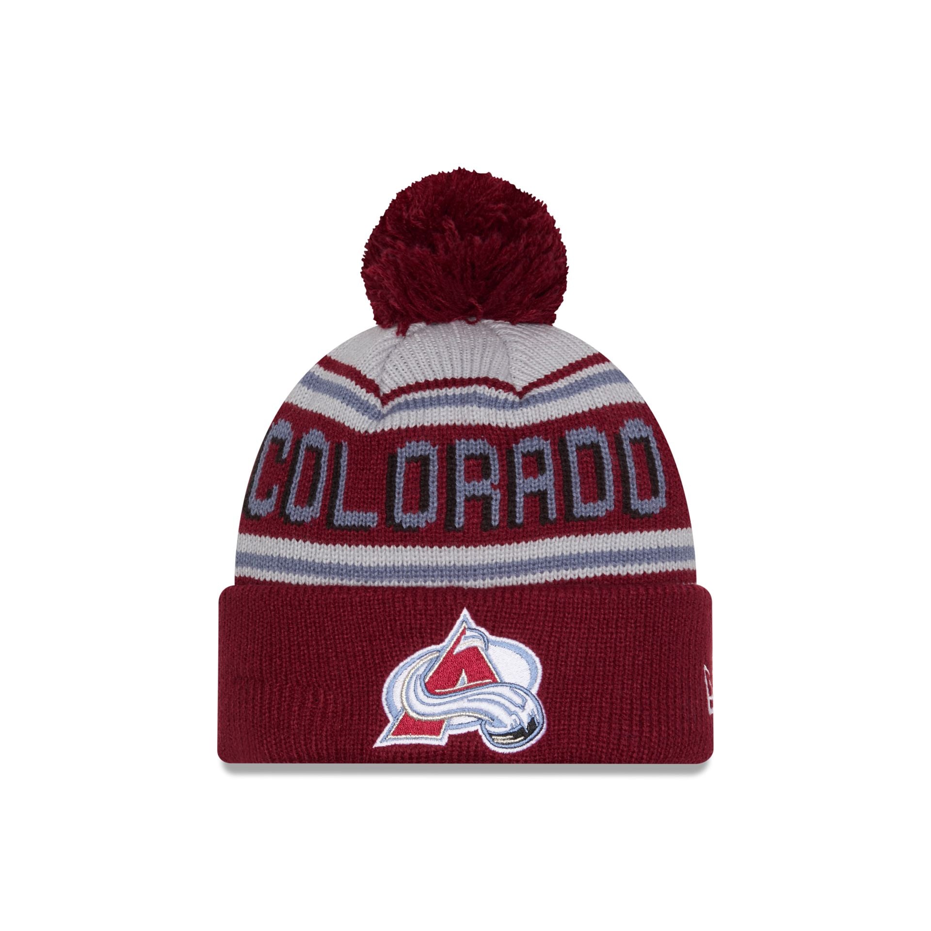 Colorado Avalanche Stripe Wordmark Pom Knit Hat