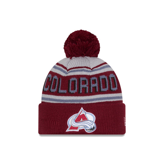Colorado Avalanche Stripe Wordmark Pom Knit Hat