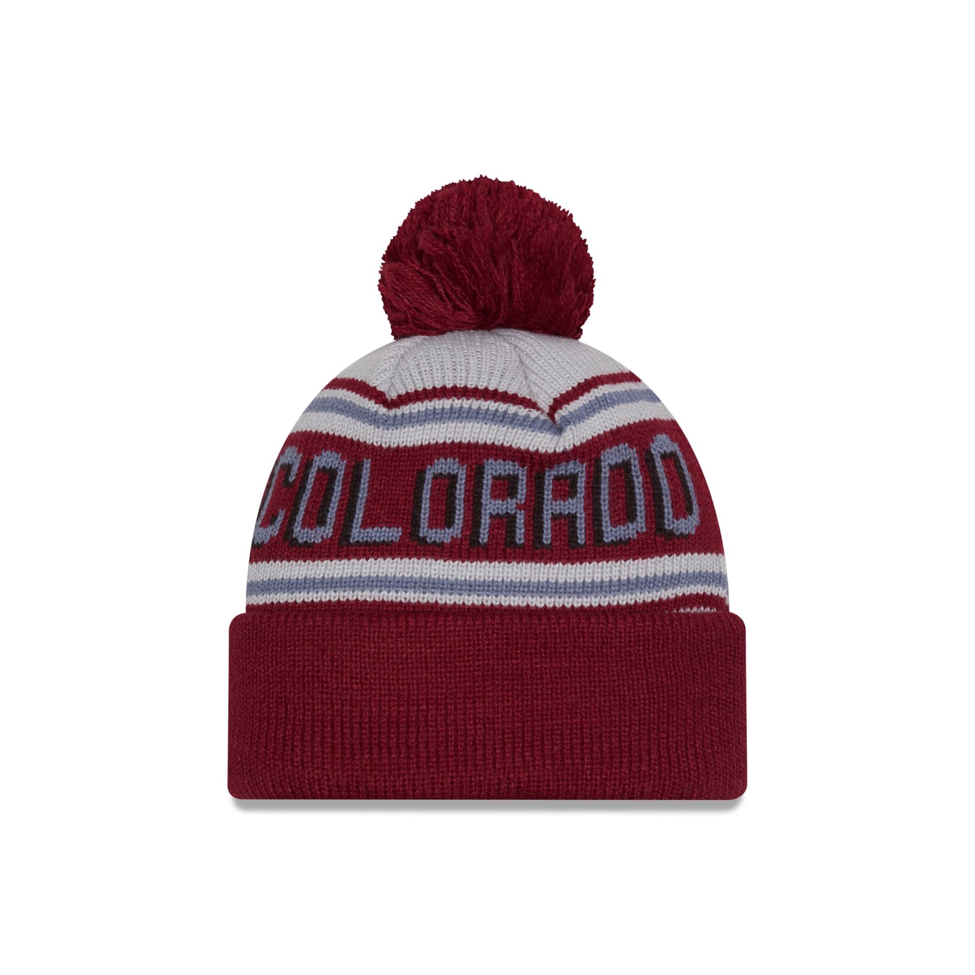 Colorado Avalanche Stripe Wordmark Pom Knit Hat