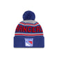 New York Rangers Stripe Wordmark Pom Knit Hat