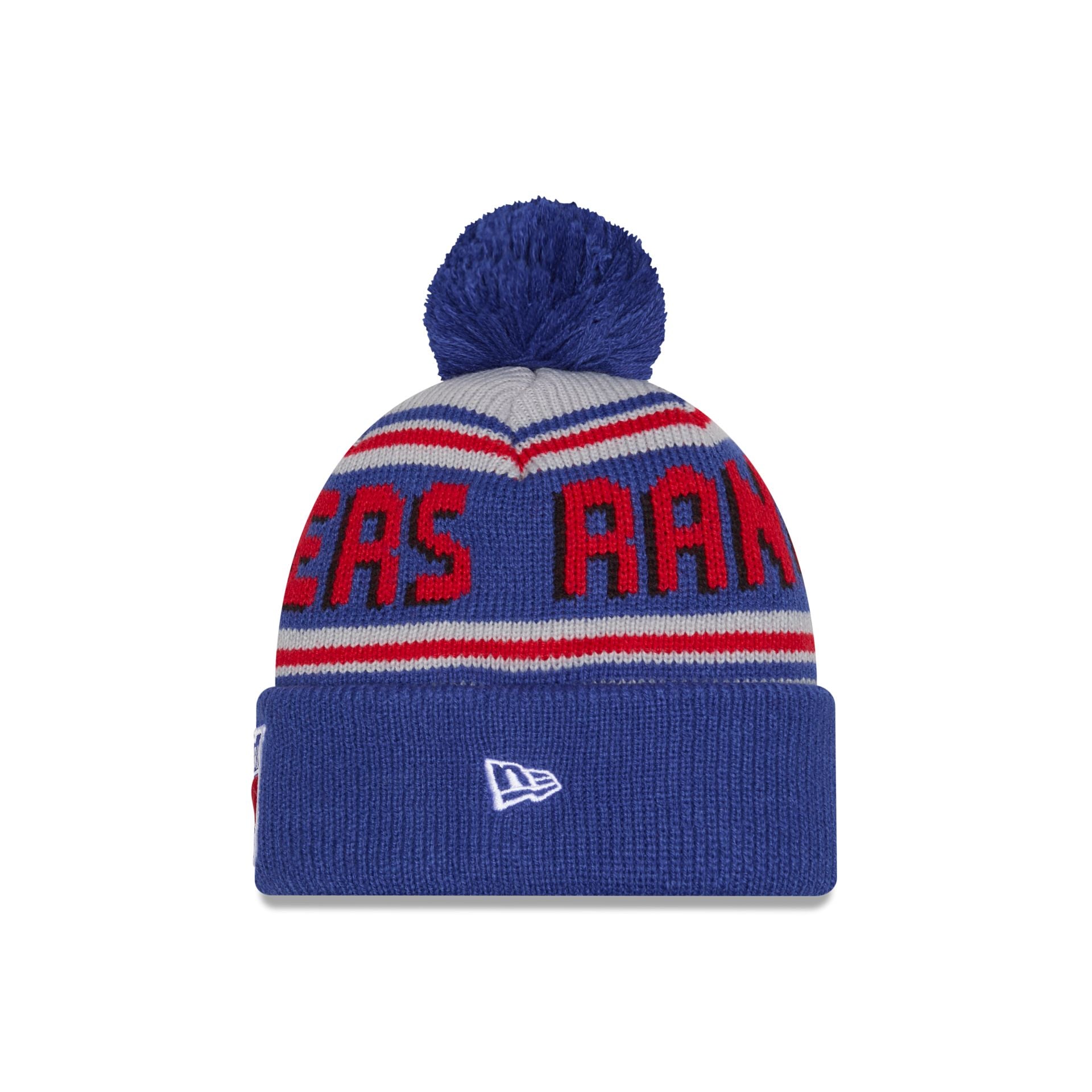 New York Rangers Stripe Wordmark Pom Knit Hat