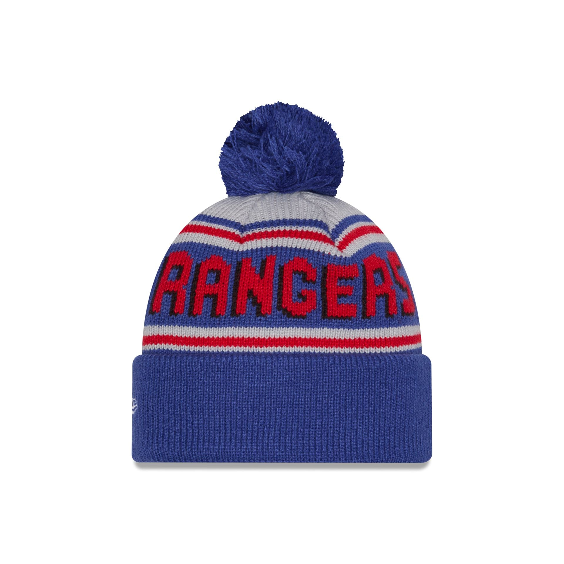 New York Rangers Stripe Wordmark Pom Knit Hat