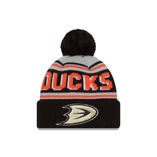 Anaheim Ducks Stripe Wordmark Pom Knit Hat