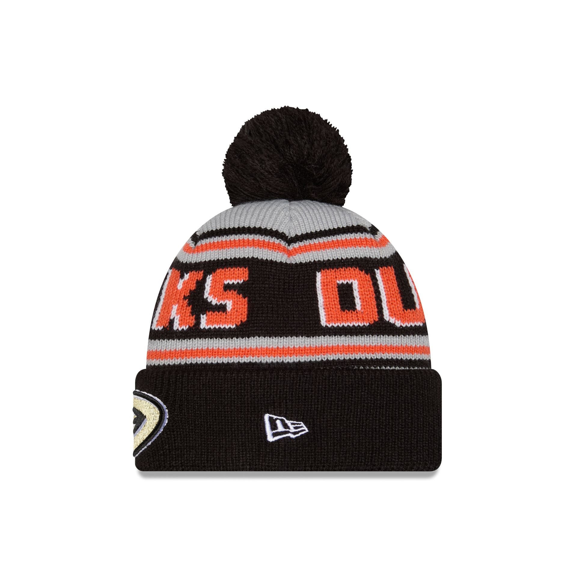 Anaheim Ducks Stripe Wordmark Pom Knit Hat
