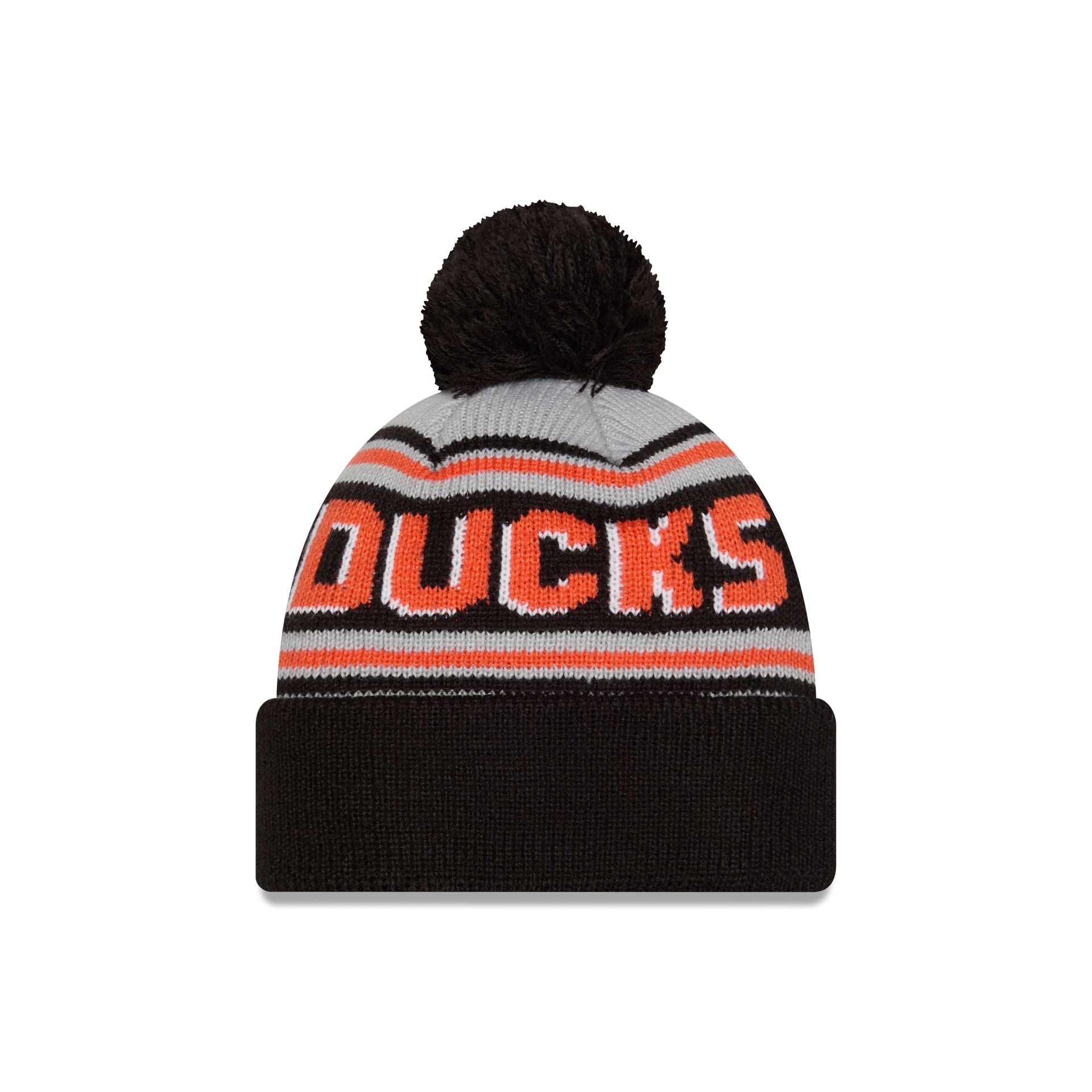 Anaheim Ducks Stripe Wordmark Pom Knit Hat