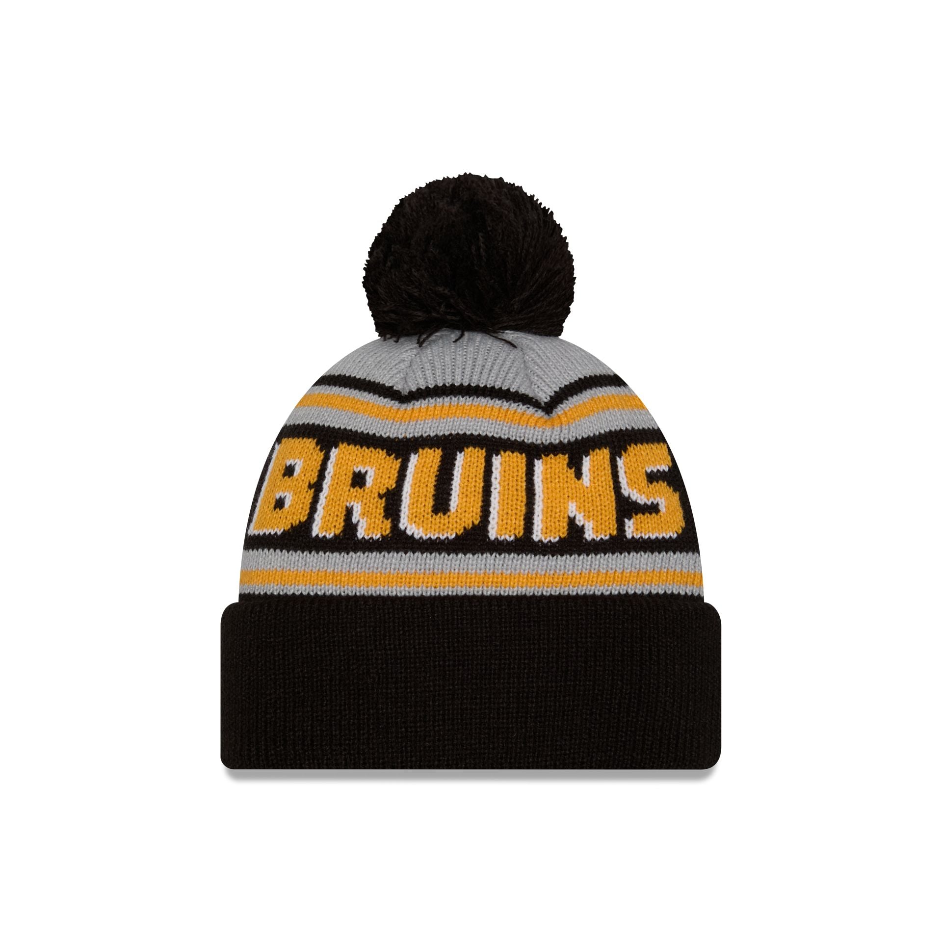 Boston Bruins Stripe Wordmark Pom Knit Hat