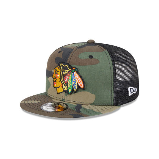 Chicago Blackhawks Camo 9FIFTY Trucker Hat - New Era Cap