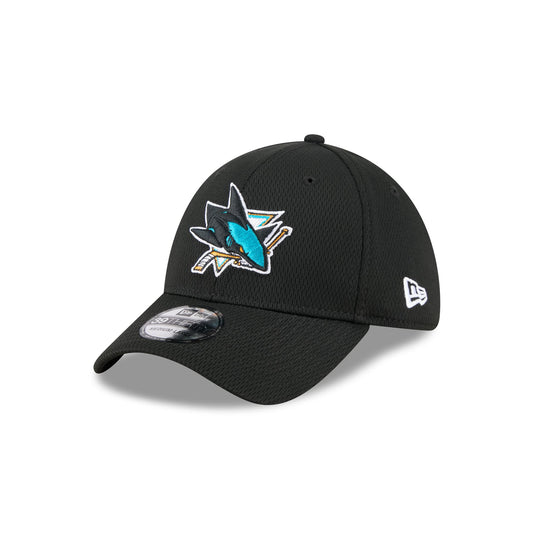 San Jose Sharks Black 39THIRTY Stretch Fit Hat - New Era Cap