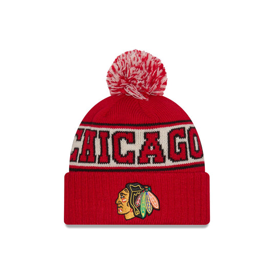 Chicago Blackhawks Retro Pom Knit Hat - New Era Cap