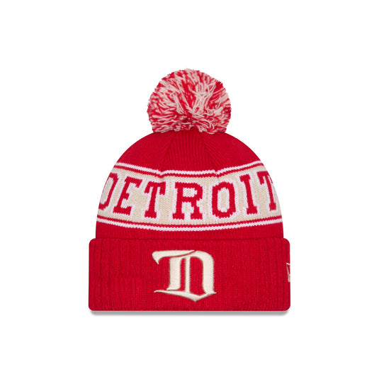 Detroit Red Wings Historic Retro Pom Knit Hat - New Era Cap