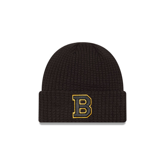 Boston Bruins Black Waffle Knit Beanie Hat - New Era Cap