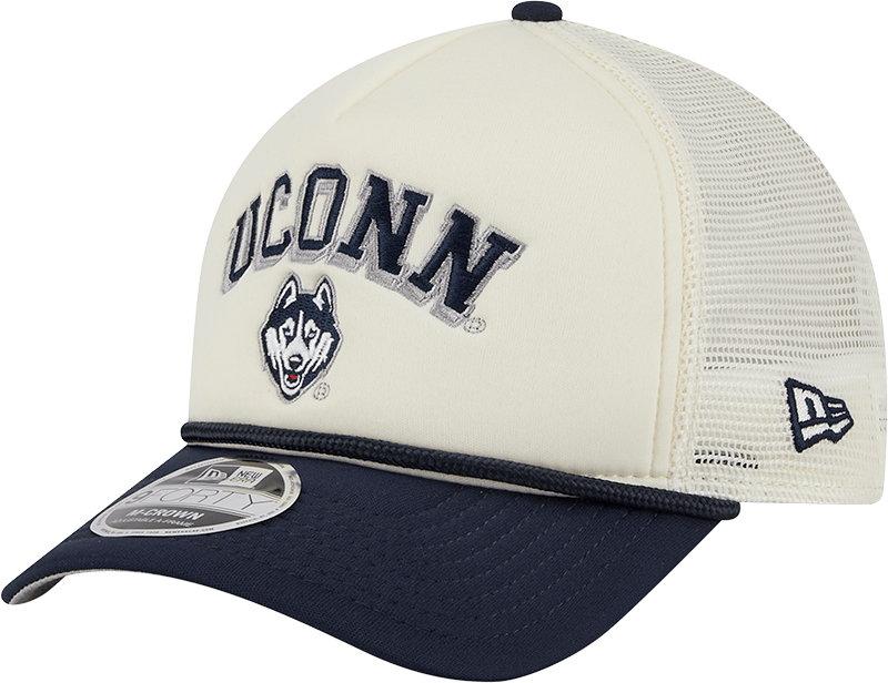 Connecticut Huskies Chrome Arch 9FORTY M-Crown A-Frame Trucker Hat