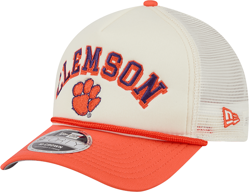 Clemson Tigers Chrome Arch 9FORTY M-Crown A-Frame Trucker Hat