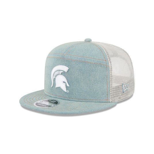 Michigan State Spartans Denim Split Panel 9FIFTY Trucker Hat - New Era Cap
