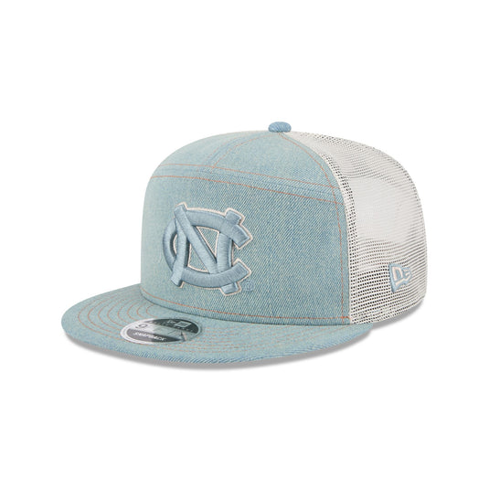 North Carolina Tar Heels Denim Split Panel 9FIFTY Trucker Hat - New Era Cap