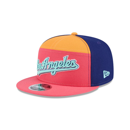 Los Angeles Dodgers Coral Split Panel 9FIFTY Snapback Hat - New Era Cap