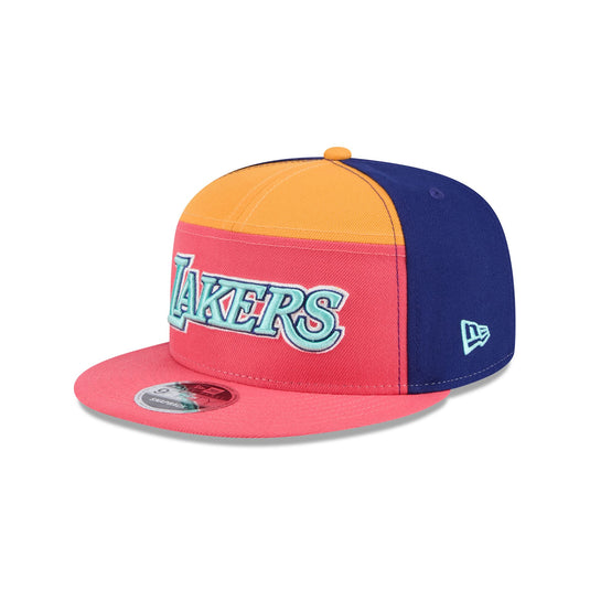 Los Angeles Lakers Coral Split Panel 9FIFTY Snapback Hat - New Era Cap