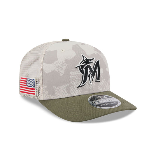 Miami Marlins Armed Forces Day 2025 9SEVENTY Trucker Hat - New Era Cap