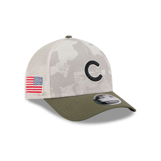 Chicago Cubs Armed Forces Day 2025 9FORTY M-Crown A-Frame Trucker Hat - New Era Cap