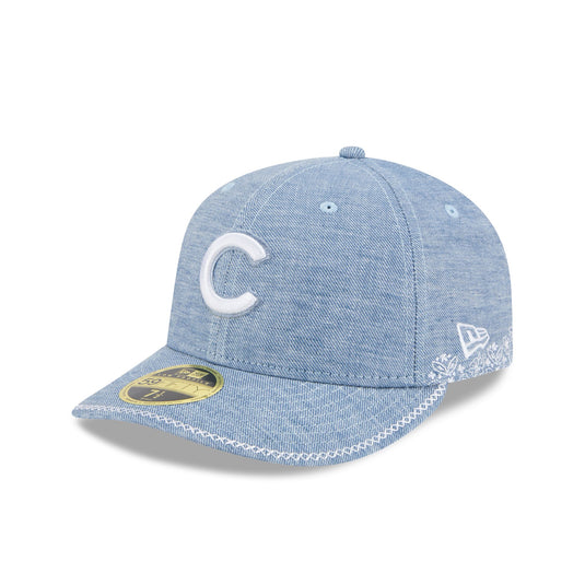 Chicago Cubs Hand Stitched Chambray Low Profile 59FIFTY Fitted Hat - New Era Cap