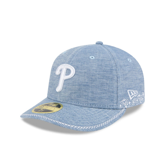 Philadelphia Phillies Hand Stitched Chambray Low Profile 59FIFTY Fitted Hat - New Era Cap