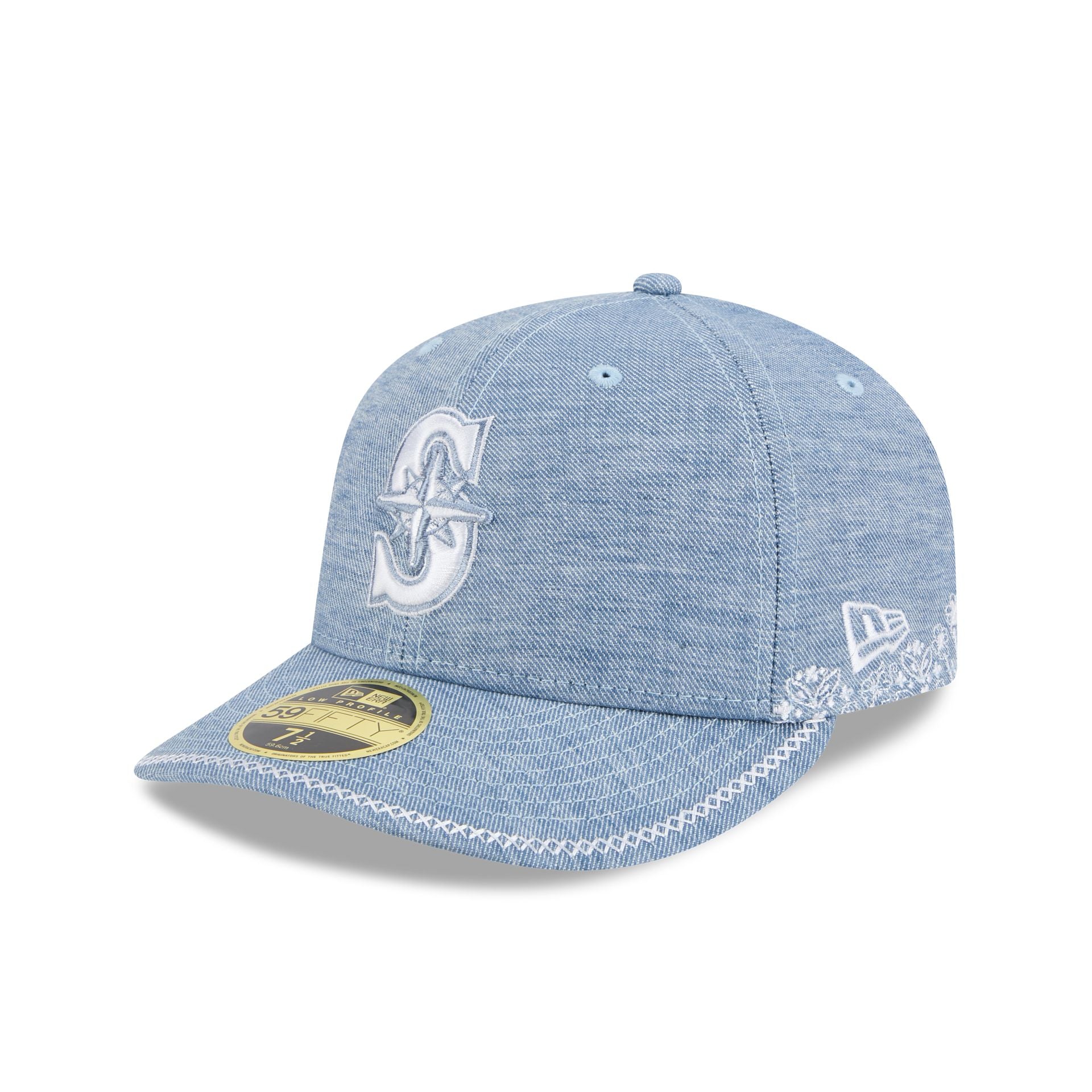 Seattle Mariners Hand Stitched Chambray Low Profile 59FIFTY Fitted Hat ...