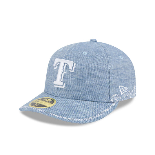 Texas Rangers Hand Stitched Chambray Low Profile 59FIFTY Fitted Hat - New Era Cap