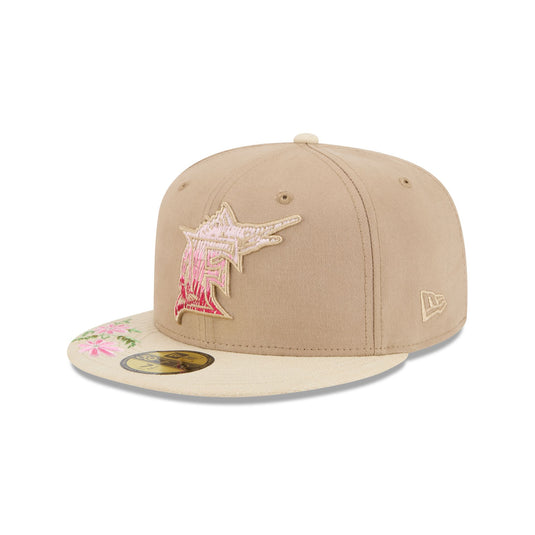Miami Marlins Hand Stitched Floral 59FIFTY Fitted Hat - New Era Cap