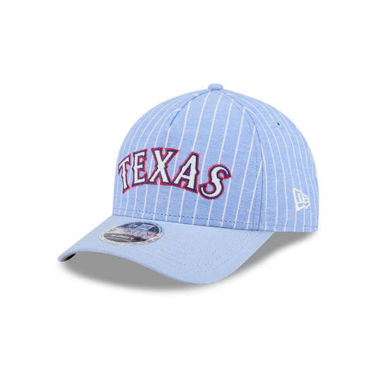 Texas Rangers Pinstripe Linen 9FORTY M-Crown A-Frame Snapback Hat - New Era Cap