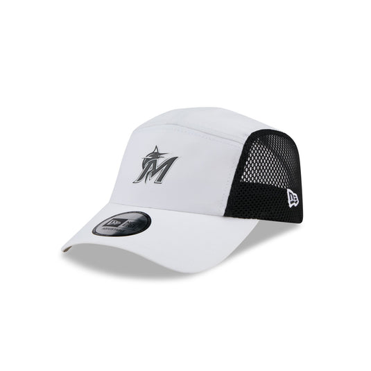 Miami Marlins White Poly Runner Adjustable Hat - New Era Cap