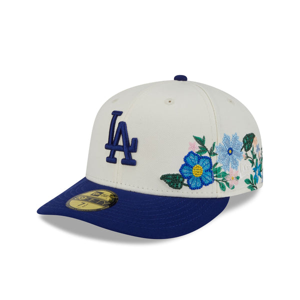 New Era Los Angeles Dodgers Floral Baseball Hat Blue Size 7.25 LA Dodgers Floral New Era 59FIFTY Cap Blue – JustFitteds main image 3