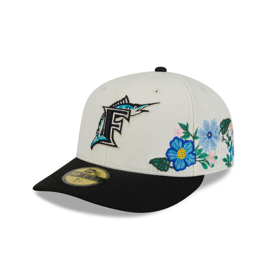 Miami Marlins Cooperstown Tonal Florals White 59FIFTY Fitted Hat - New Era Cap