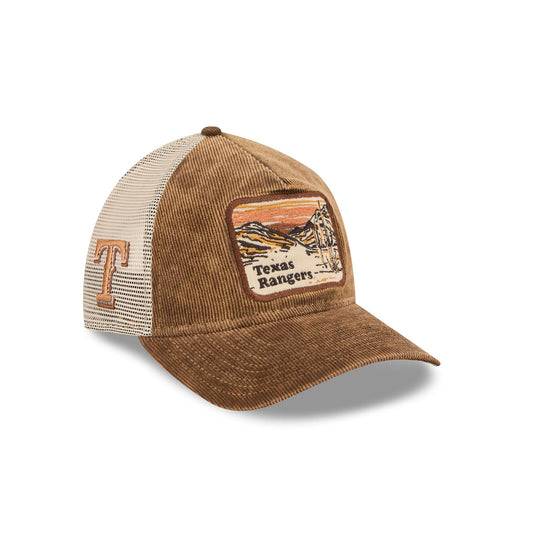 Texas Rangers Vintage Landscape Brown 9TWENTY A-Frame Trucker Hat - New Era Cap