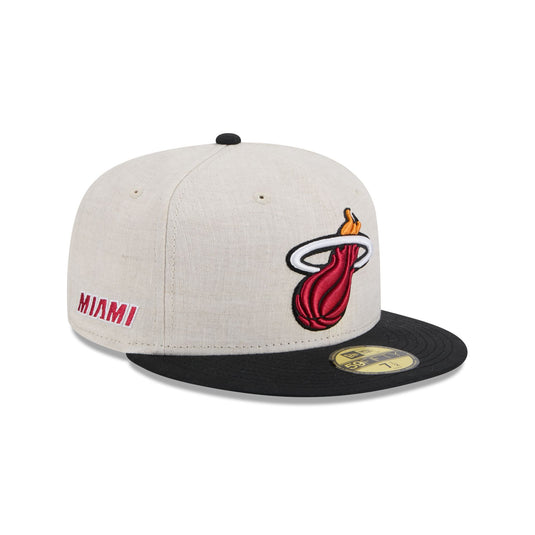 Miami Heat Linen 59FIFTY Fitted Hat - New Era Cap