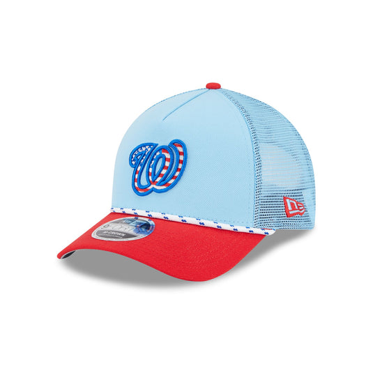 Washington Nationals Independence Day 2025 9FORTY M-Crown A-Frame Trucker Hat - New Era Cap
