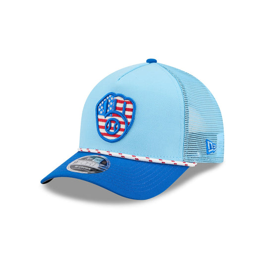 Milwaukee Brewers Independence Day 2025 9FORTY M-Crown A-Frame Trucker Hat - New Era Cap